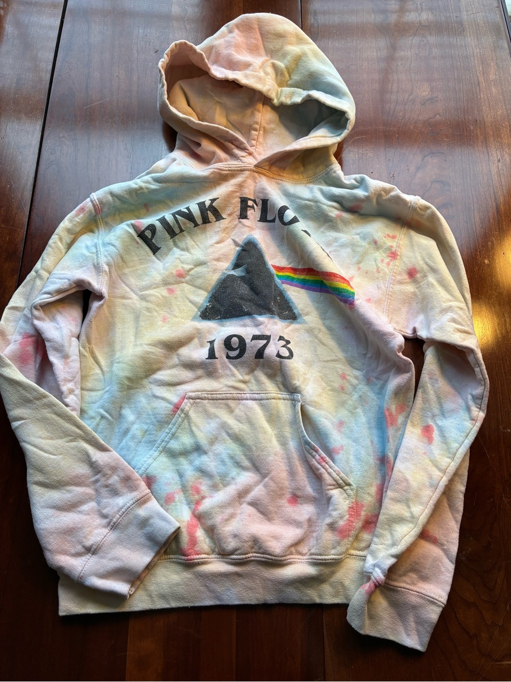 Pink Floyd Pastel Tie-Dye Hoodie with Prism Rainbow